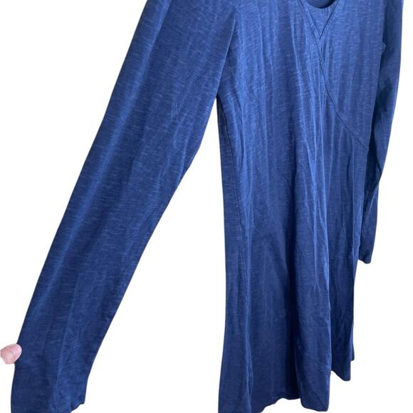 Horny Toad Women’s Medium Oblique V Neck Dress Blue Long Sleeve - Picture 6 of 8